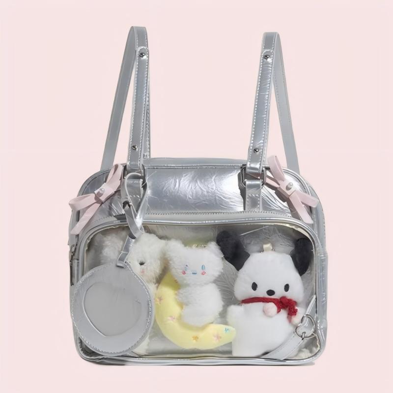 Black -Silver Bow Chain-Decorated Daily Sweet Japanese College Style Ita Backpack