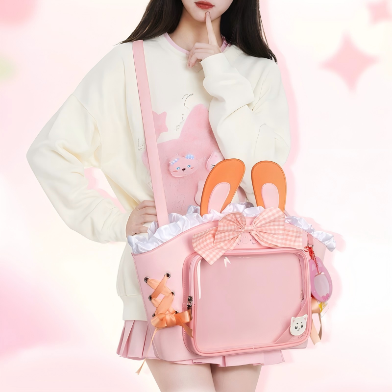 Multi-Color Bow Zippered Cat Anime Heart Daily Sweet Elegant Princess Ita Handbag