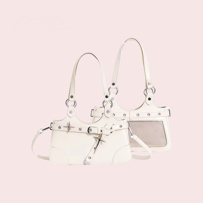 Versatile Ita Bag Crossbody See-Through Badge Display Anime Bag Edgy Punk Style Ita Bag