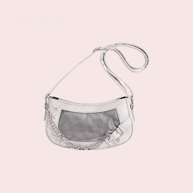 Women's Single Shoulder Crossbody Underarm Denim/PU Ita Bag