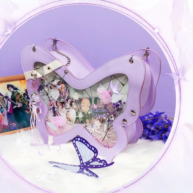Butterfly Shinobu Kocho Itabag Demon Slayer Merchandise Gift Large Capacity Anime Backpack Crossbody Purple Bag