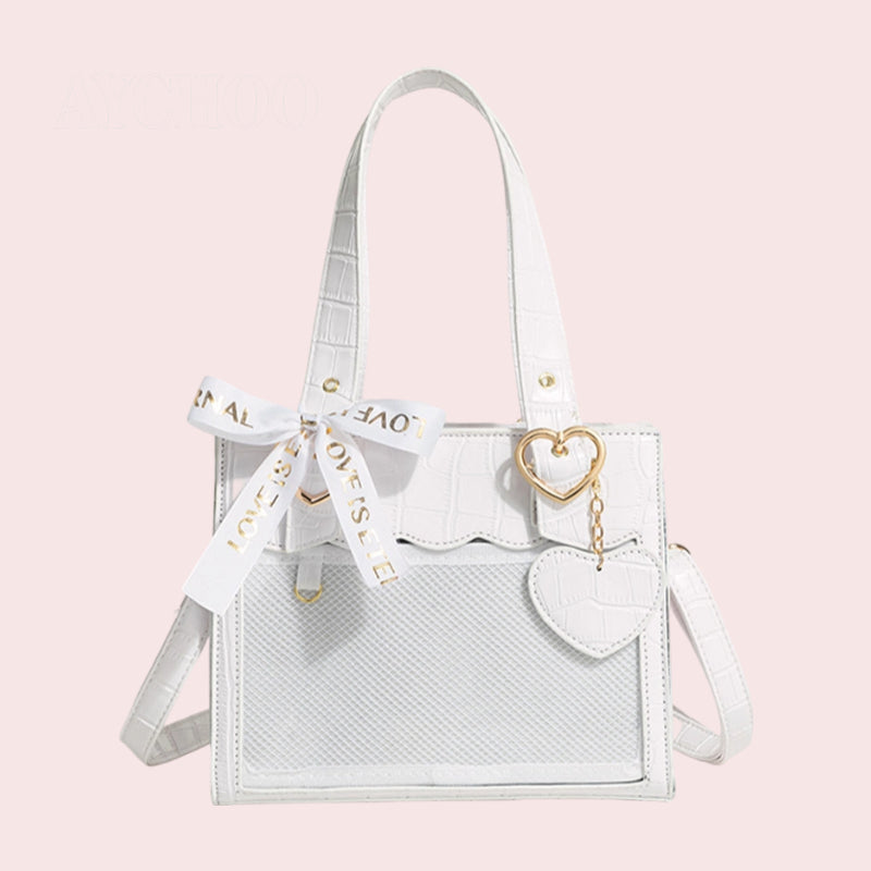 Lace Design Anime Goods Ita Bag with Crocodile Texture, Convertible Crossbody Shoulder Bag