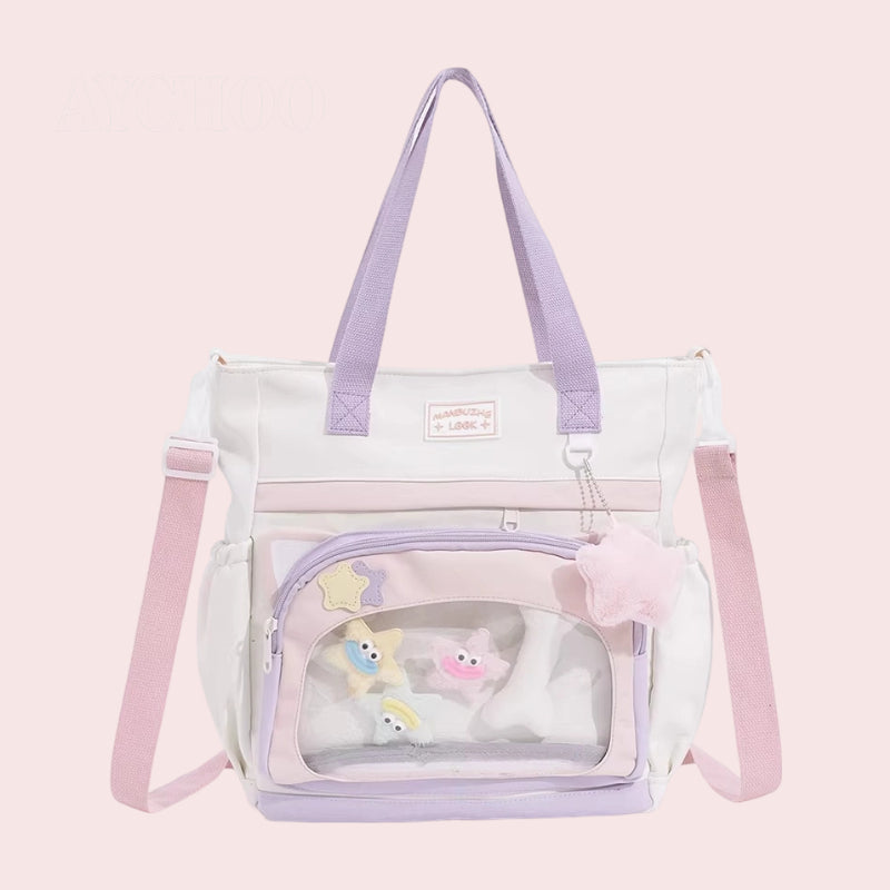 Large Capacity Ita Bag for Badges Soccer/Football Theme Anime Merchandise Daily Use for Office Workers Shoulder & Crossbody Bag