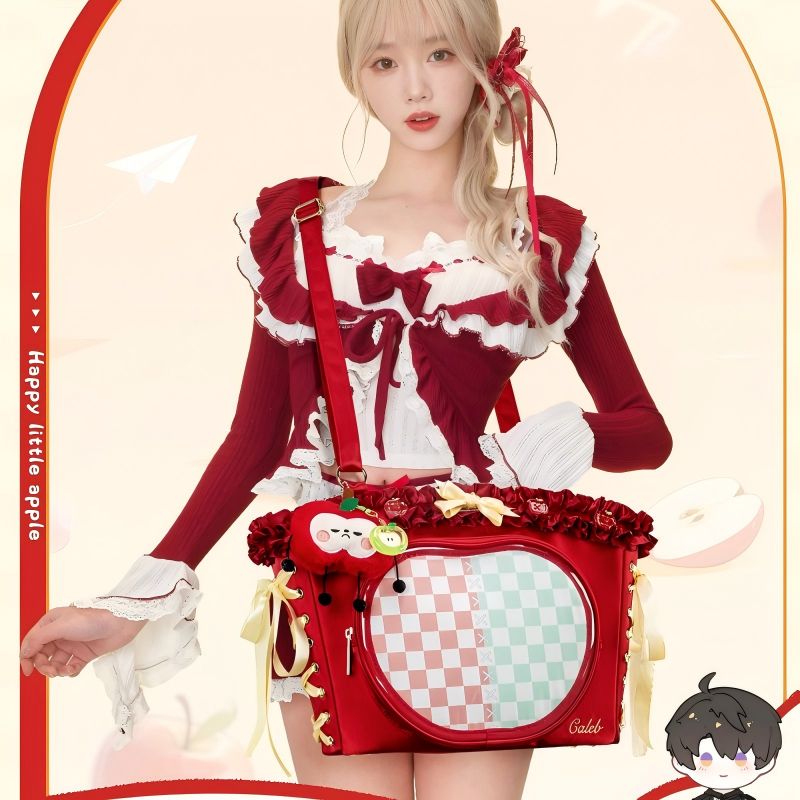 Little happy apple itabag Single Shoulder Crossbody Ribbon Going Out Tote Bag for Anime Fans