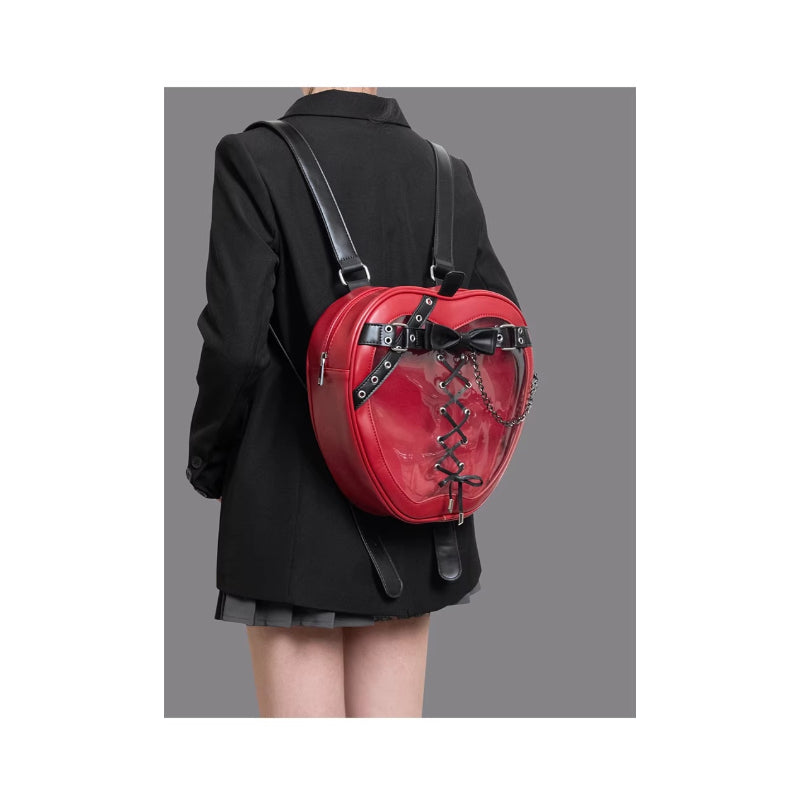 apple shape Red Bow Anime Heart Sweet Punk Itabag