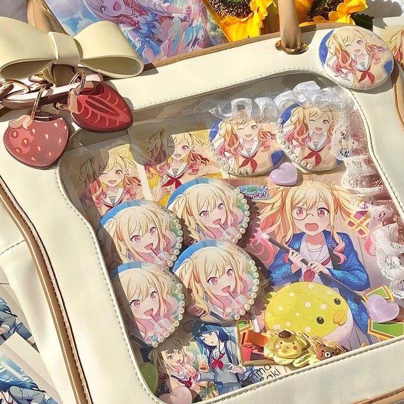 Multi-Color Zippered Anime Daily Sweet College Style  Original cute toast ita shoulder crossbody handbag bow cotton doll Ita Shoulder Bag