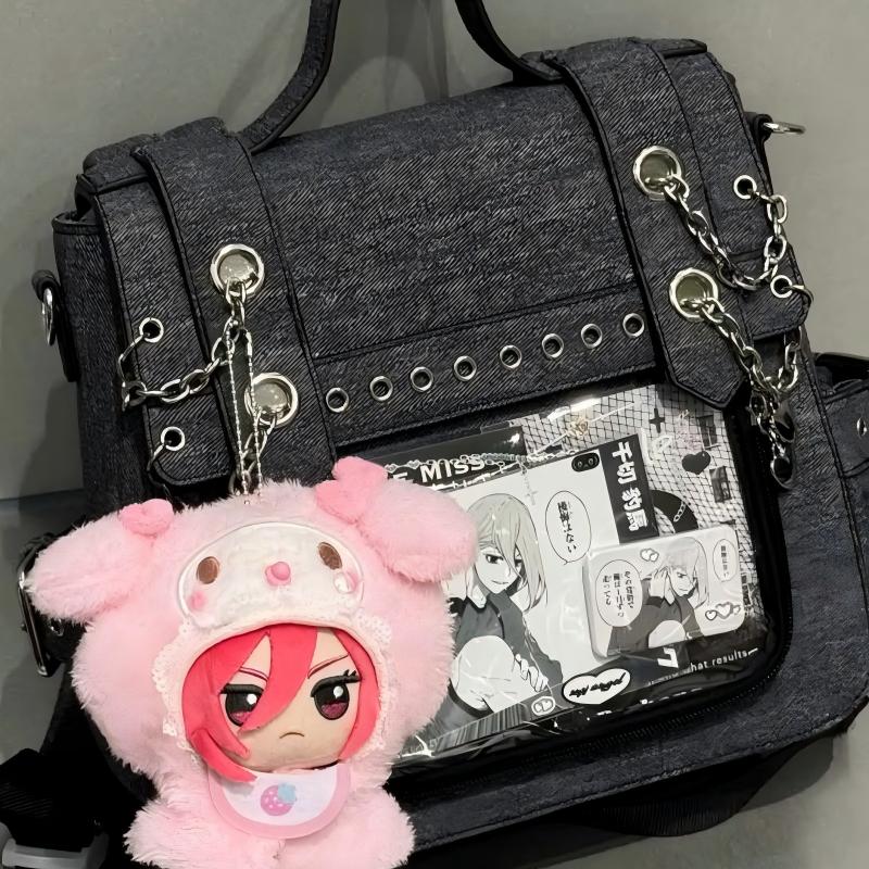 Multi-Color Denim Spicy girl Chain-Decorated Anime Daily Sweet College Style Ita Backpack