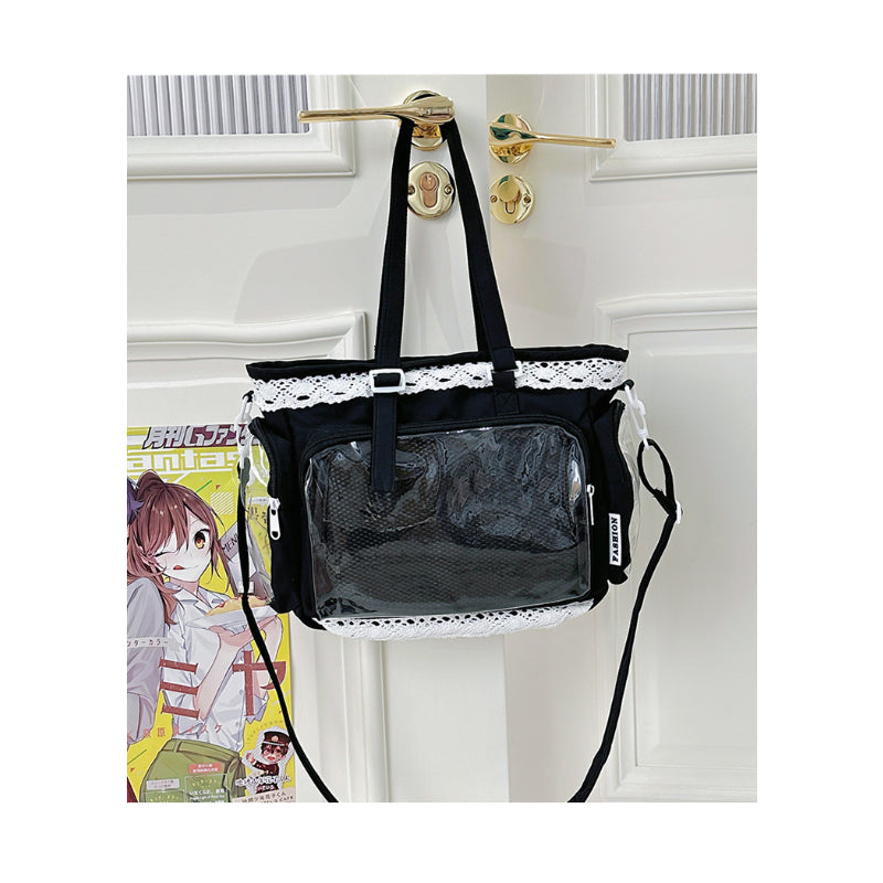 Student Commute Tote Bag Crossbody Bag Transparent Badge Ita Bag for Anime Conventions Daily Doll Bag Shoulder Bag