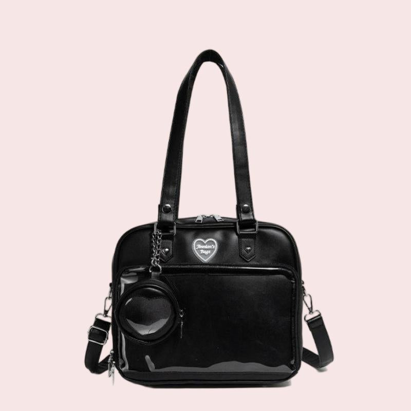 White/Black/Yellow Bow Zippered Chain-Decorated Daily Sweet Japanese College Style Ita Shoulder Bag