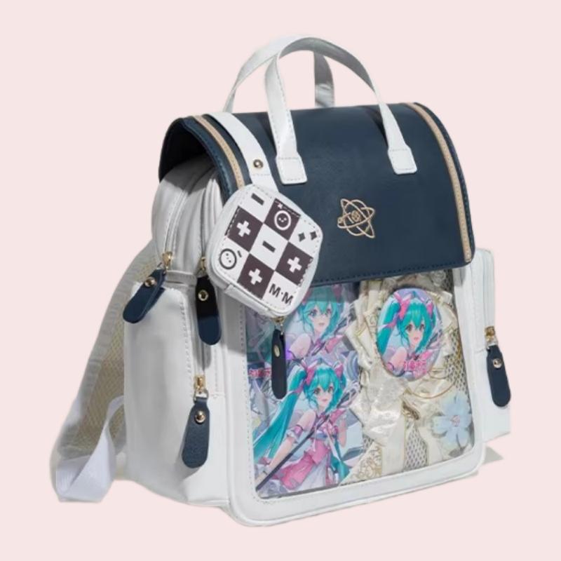 Blue-Brown Zippered Daily Sweet Japanese College Style Ita Backpack