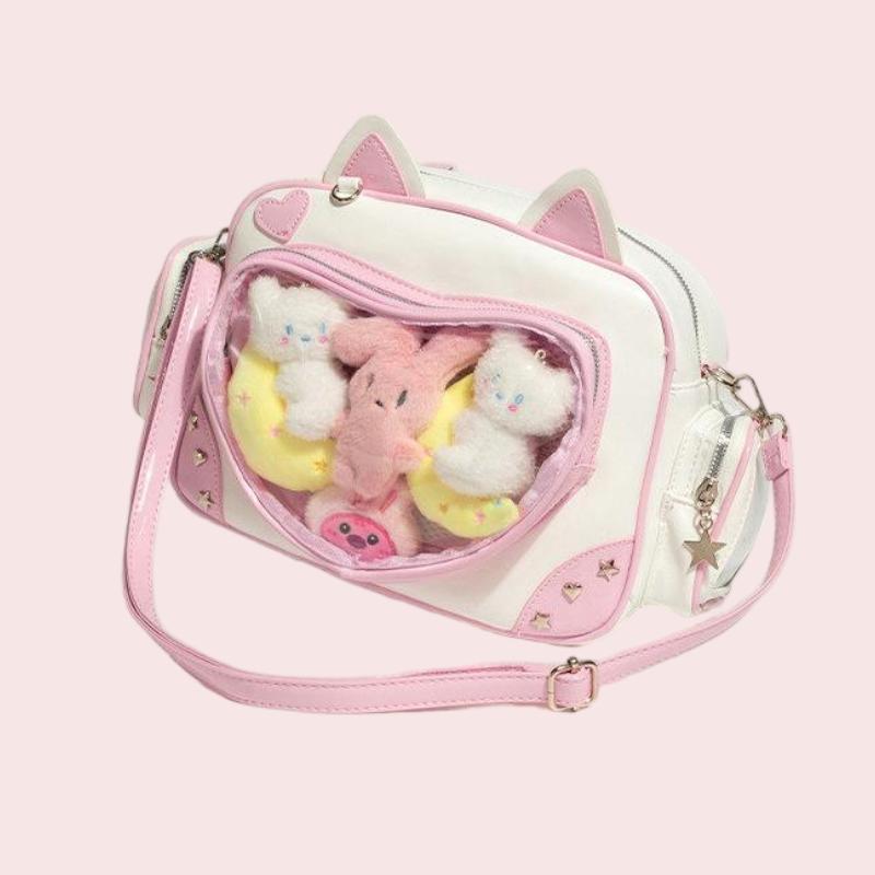 White Zippered Daily Sweet Japanese College Style Ita Crossbody Bag
