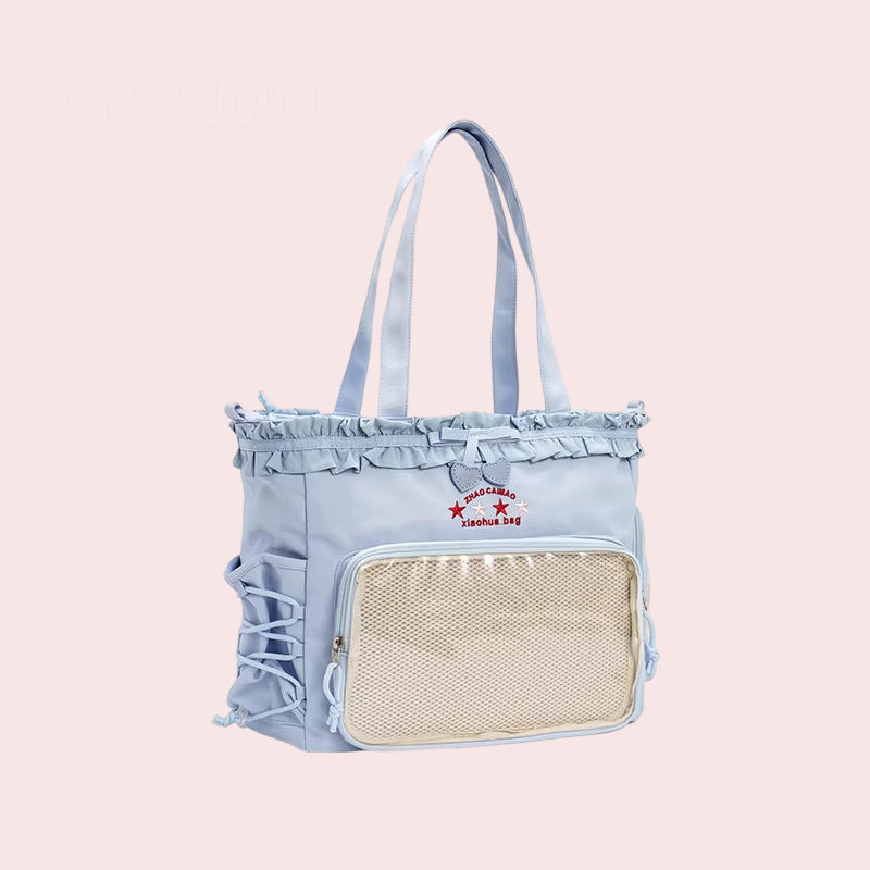 Compact Itabag Tote Bag for Women - Single Shoulder Crossbody Anime Convention Ribbon Doll Bag