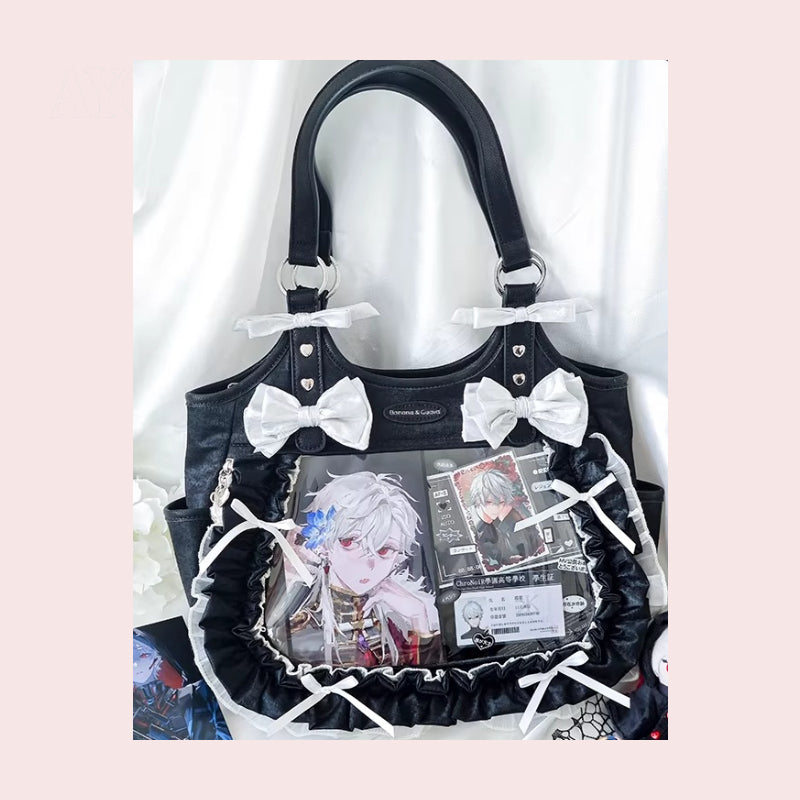 apron ita bag butterfly knot satin Multi-Color Ruffled Bow Miku Wego Coffin Cat Star Anime Sweet College Style Elegant Ita Shoulder Bag