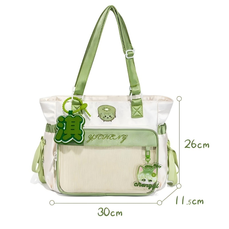 Kiwi Green Bow Zippered Miku Anime Sweet Ita Shoulder Bag