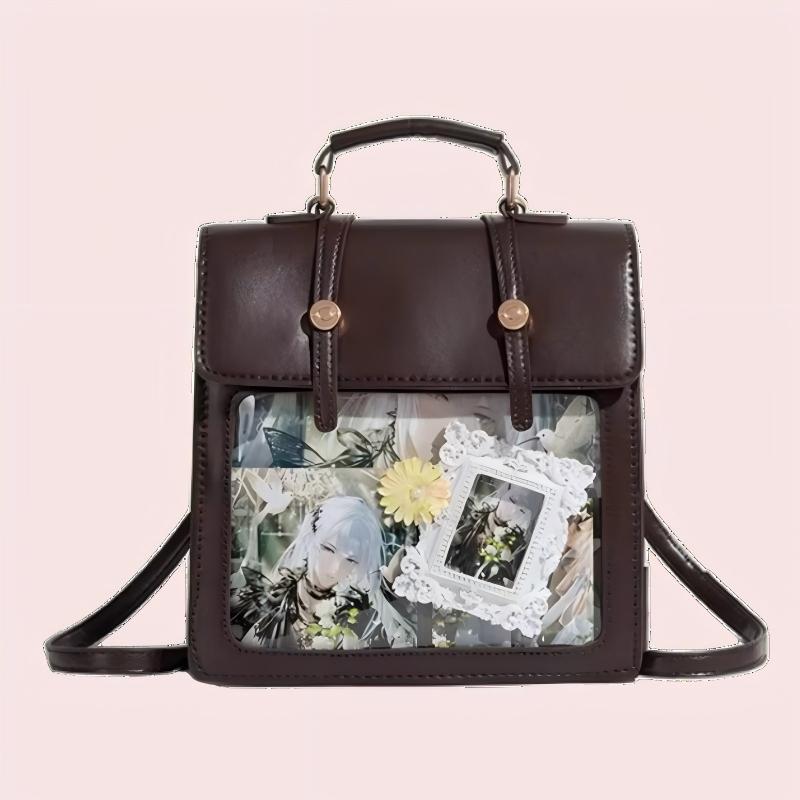 Black-Brown Chain-Decorated Daily Sweet Japanese College Style Ita Backpack