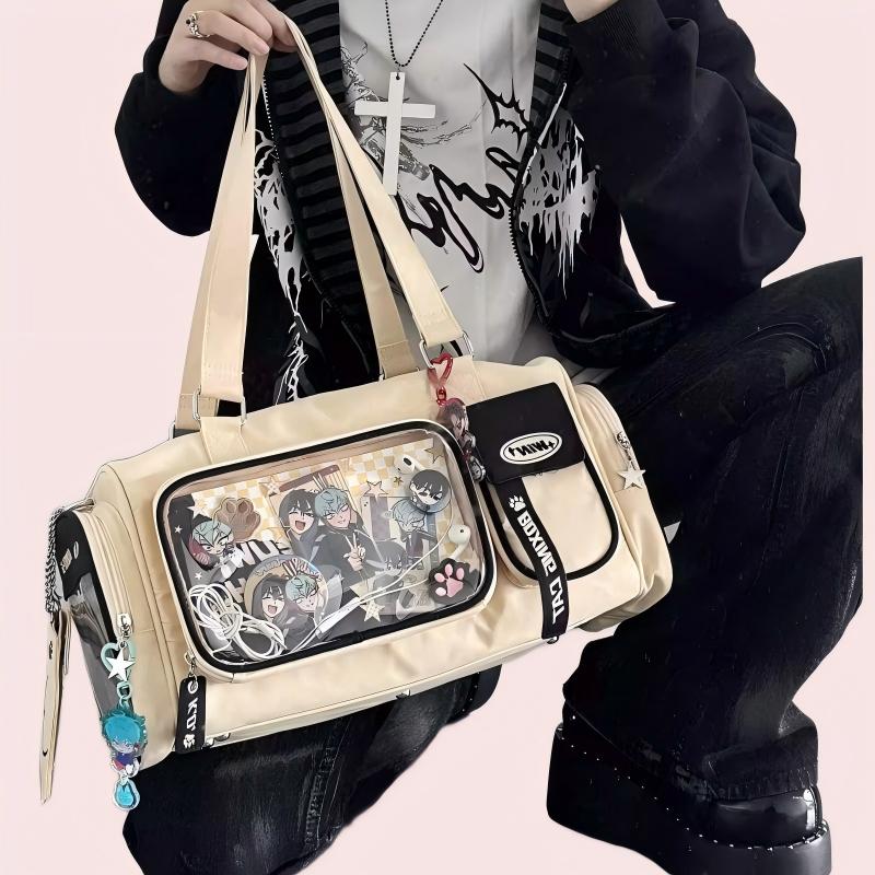Large Multi-Color Zippered Daily Punk Japanese College Style Ita Shoulder Bag