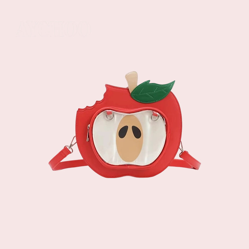 Red/Green Zippered Anime Sweet Cool Ita Crossbody Bag apple itabag