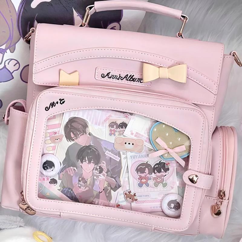 Cute candy color memory book snack bag Multi-Color Bow Zippered Daily Sweet Japanese College Style Ita Shoulder Bag
