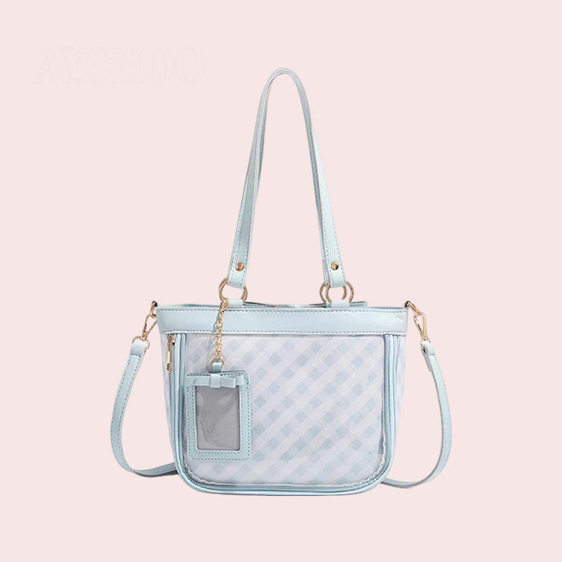 Blue/Pink Zippered Wego Daily Sweet Elegant Princess Ita Crossbody Bag