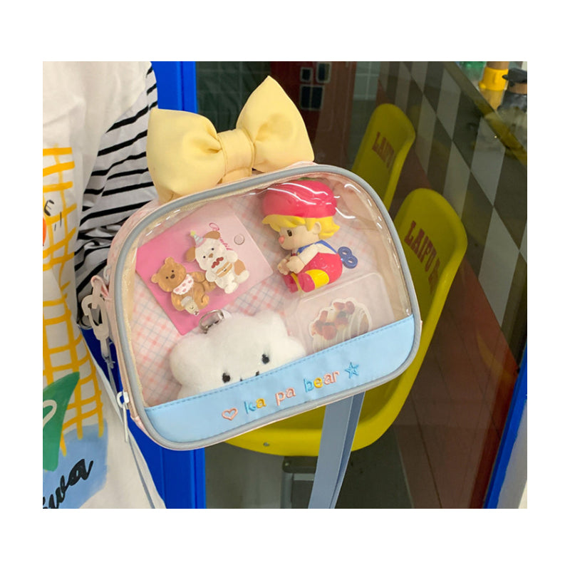 Cute Transparent Plaid Small Crossbody Bag – Small Capacity Ita Bag for Dolls Badges Phone Pouch