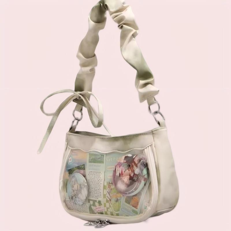 Pink/Green Bow Zippered Chain-Decorated Daily Sweet Princess Itabag