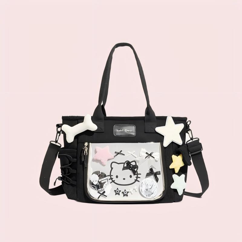 Zippered Daily Japanese College Style Ita Shoulder Bag Black,White,Blue